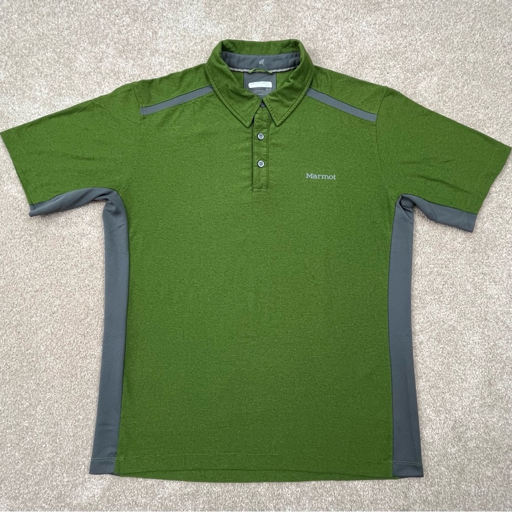 Marmot Polo Shirt Adult Medium Green Short Sleeve Golfing Outdoor Casual Men